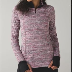 Lululemon runderful half zip in space dye camo berry rumble w/ black detail sz 6